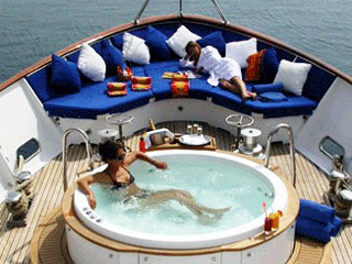 relaxing in the jacuzzi